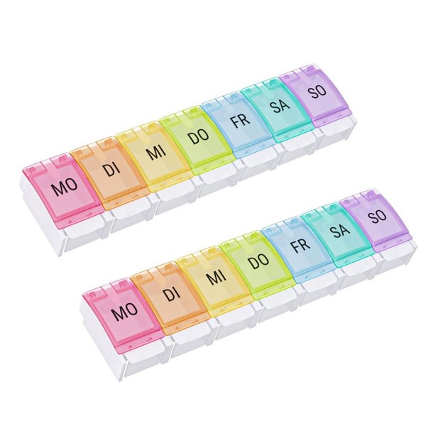 Pack of 2 pill box, 7 days, tablet box, 7