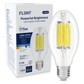 FLSNT ED28 LED Bulb 39W 6000LM, 175W HID Equivalent, 4000K Cool White, E39 Mogul Base, Ballast Compatible Type A, HID-Ready LED, 120-277V via Ballast, Clear Cover, ETL Listed, Non-Dimmable
