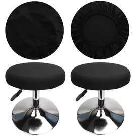 HuaLiSiJi Stool Covers Round Bar Stool Covers Velvet Round, Fabric is Soft and plush Washable Easy Care and Durable, for 12"-15.7"/30-40cm Round Stool Square Stool (2 PCS Black)