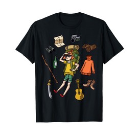 Cartoon Character Camping Gear For Kids Adventure T-Shirt