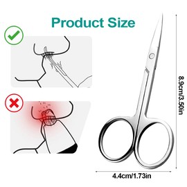 AOEVUIR 2 x Care Professional Stainless Steel Nail Scissors, Hairdressing Scissors, Eyebrow Scissors, Nose Hair Scissors, Ear Scissors, Safe Skin Scissors