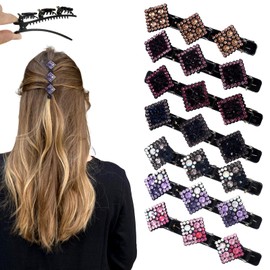 7pcs 2025 New Sparkling Crystal Stone Braided Hair Clips for Women With Rhinestones, Shiny Elegant Braided Hair Clips Accessories for Easily Quick Change of Look Styling Sectioning(Square)