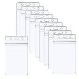 ID Card Holder, 10 Pcs Vertical Badge Holders, Clear Plastic Card Holder, Resealable Name Tag Holder