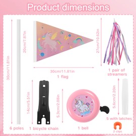 Bicycle Bunting for Children, Children's Safety Bunting Pole, Bicycle Bell, Children, with Mounting Bracket, Bicycle Bunting for Children's Bicycle Accessories, Girls