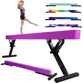 FC FUNCHEER Adjustable balane Beam for Kids - 8FT Gymnastics Beam - high and Low Floor Beam for All Gymnastic Levels-Professional Gymnastic Equipment for Home and Gym Center