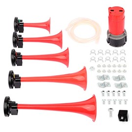 super loud 5 Trumpet Musical Dukes Hazzard Horn Kit Compressor Dixie Musical Air Horn for Any 12V Vehicles Trucks Lorrys Trains Boats Cars Vans Kit