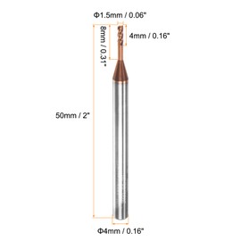 sourcing map 2pcs Square Nose End Mill 4mm Shank 1.5mm x 8mm AlTiSin Coated Solid Carbide Long Reach Extended Neck 4 Flutes CNC Router Bit Milling Cutter for Stainless Steel Hardened Steel