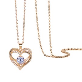 Birthstone Necklace for Women: Dainty Forever Love Heart Pendant Necklace Chrismas Gifts for Wife Girlfriend Daughter, 14k Gold Plated Tiny Jewelry Birthday Gifts, Ideal Valentine'S Gifts for Her