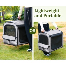 Pecute Dog Car Carrier Stable and Light Weight, Expandable Extra Space Dog Carrier for Cars, Breathable Dog Car Crate, Foldable Pet Carrier for Both Indoor and Outdoor Use, Pet Travel Crate Gray