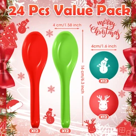 JellyArch 48 Pack Christmas Game Spoon Relay Race Toy Set Christmas Tree Santa Snowman Reindeer Ball and Spoon Race Game for Indoor Outdoor Decoration Christmas Party Holiday Favor(Snowman, Reindeer)