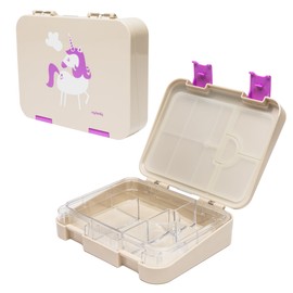 Kid-Friendly Easy Clean Bento Lunchbox by My Family - Leakproof, Durable, BPA-Free - Fits Cooler Bag - Dishwasher Safe - Unicorn