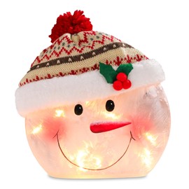 Bdor Christmas Snowman Light Covers Snowman Head Christmas Lamp Snowman Tree Topper Lighted Christmas Decorations Cute Christmas Light Covers with Woolen Hat