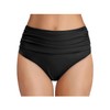 Tempt Me Women's Black High Waisted Bikini Bottom Tummy Control
