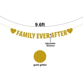 Family Ever After Banner, Happy Adoption Day Party Supplies, The Day I Got You Party Decorations, Forever Family Party Decor, Gold Glitter