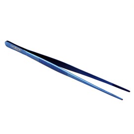 O'Creme Stainless Steel Precision Kitchen Culinary 8 Inch Tweezer Tongs (8" Straight, Blue)