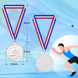 GeeRic Silver Medal for Children, Pack of 12 Winners Silver Medal for School Children Winner Medals Super Medals Podium Children's Birthday Children Love This Silver Medal