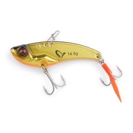 Savage Gear VIB Blade 2.25 in Fishing Lure, Black Gold, Long Casting Finesse Blade, Ideal for Walleye, Small Mouth, Perch and Trout, 3 Lure Attach Points for Adjustable Vibration