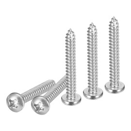 DTGN #12x1-3/4 Phillips Pan Head Self-Tapping Screw - 25Pack - Bright Finish 304 Stainless Steel Sheet Metal Screws Wood Screws