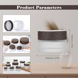 ToKinCen Pack of 10 5 ml Bamboo Lid Containers, Transparent Empty Containers, Glass Cream Jar, for Cosmetics, Creams, Powder, Lotion, Mini Candles, Lip Balm (Darker)