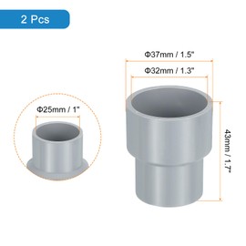 sourcing map 2 Pcs UPVC Reducer Pipe Fitting, 32x25mm PVC Straight Pipe Coupling Adapter Connector for Home Sewer Plumbing Water Line, Grey