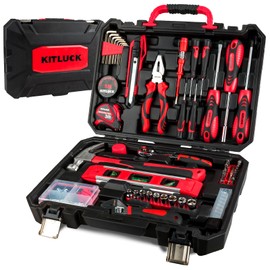 KITLUCK 138-piece Home Tool Kit, Household Hand Repair Tool Set for men, Portable Basic Tool box Set with Tools (Screwdriver, Plier, Wrench, Socket, Harmer, Rule, etc.) for Home and Car