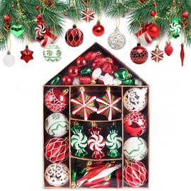 73pcs Christmas Baubles Balls Ornaments for Xmas Christmas Tree,Shatterproof Christmas Ornaments Set, Reusable Xmas Tree Decorations