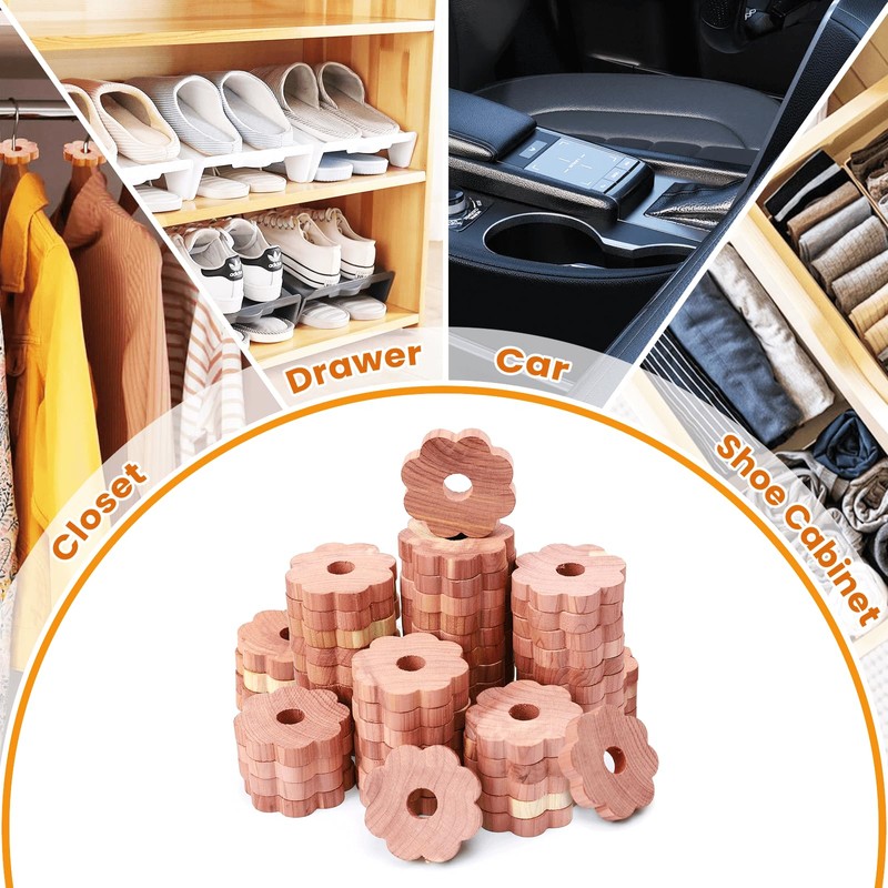Homode Cedar Chips for Closets and Drawers, 72 Pcs Cedar