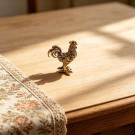 YYMSEN Brass Rooster Statue Chinese Zodiac Chicken Figurine Retro Mini Copper Rooste Sculpture Luck Auspicious Ornament Home Office Desktop Decor Tea Pet Landscape Animal Statue