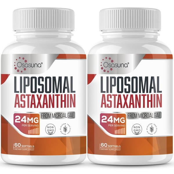 Liposomal Astaxanthin Supplement 24MG, Maximum Absorption, Antioxidant Stronger Than VIT C, Non-GMO & Gluten Free - 120 Softgels(4 Months Supply)