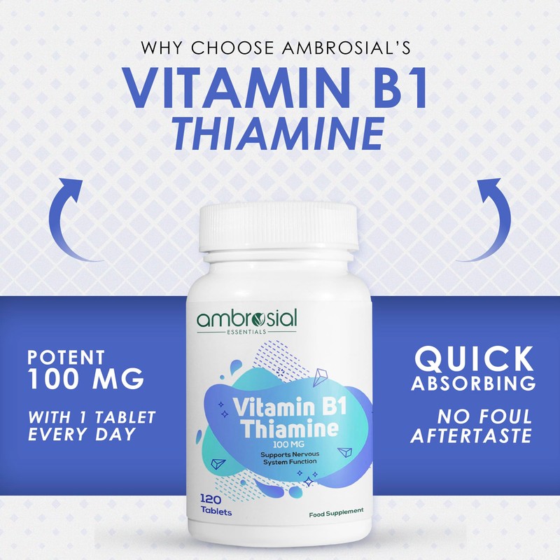 Ambrosial Vitamin B1 Thiamine 100mg - High Strength Vitamin B1