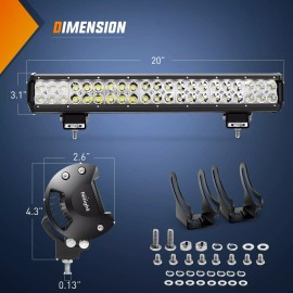 Nilight Led Light Bar 22Inch 480W Triple Row Flood Spot Combo Waterproof - 126w Light + 4pcs 18w LED Pods