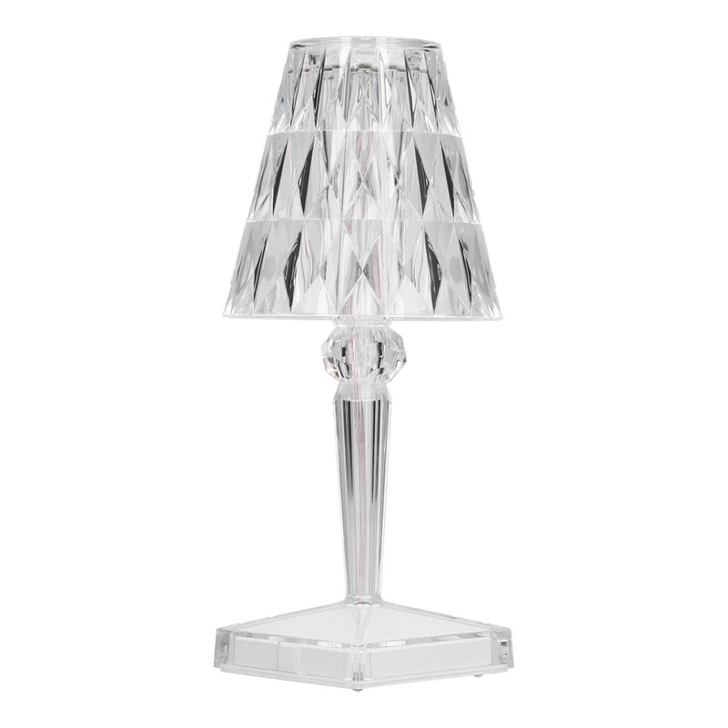 LED Crystal Table Light USB Charging Transparent Prism Dimmable Desk