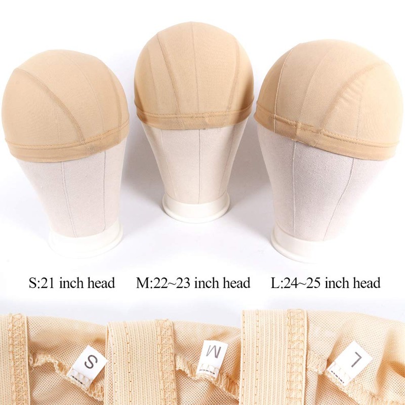 Mesh Dome Caps For Wig 6 Pcs Stretchable Beige Mesh