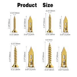 400pcs Self-Drilling Drywall Anchors with Screws, 4 Different Sizes Expansion Screw Set, Zinc Plated Steel Dry Wall Screws no Drilling Required, Easy to Install