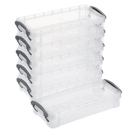 Sumnacon Pencil Case, Pen Case, Small Storage Case, Plastic, Transparent, Simple, Multifunctional, Clear, Tool Case, Small Storage Box, Pen Storage, Small Items, Set of 6, White + Gray