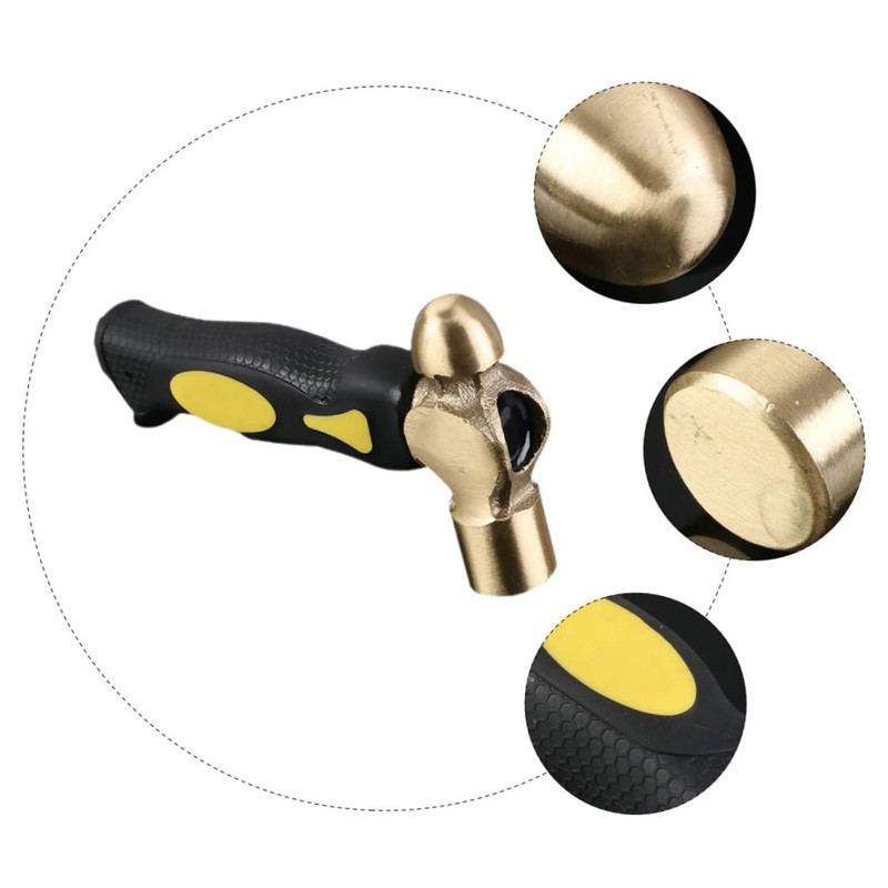 Sosoport Professional Brass Stamping Hammer Round Head Non-Sparking Hand Turned