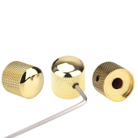 Gutahare-3Pcs Metal Guitar Knobs Gold Volume Tone Dome Speed Control Knob with Allen Keys Screws Set for Fender Strat Telecaster Gibson Les Paul Guitar Bass Accessories (Gold)…