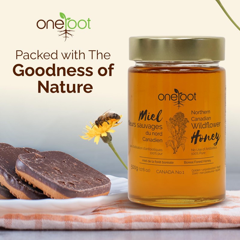 OneRoot Natural Wildflower Honey - 1.1 lbs / 500g, Pure