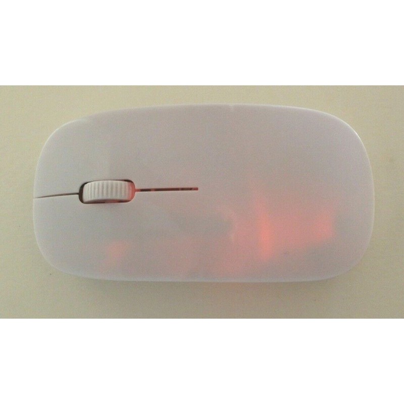 Unbranded/Generic Computer Mouse Wireless Scroll Wheel White, Red LED USB