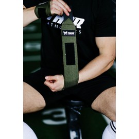 Thor Athletics Wrist Wraps [Wrist Wraps] 60 cm - Army Green Wrist Support for Fitness, Bodybuilding, Weight Training, Powerlifting, Crossfit, Deadlifts & Weightlifting (Flexible, Green)