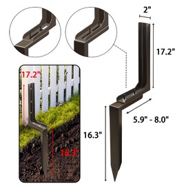 TRONZMAE Fence Post Repair Kit, Quick Fix for Leaning/Broken 4x4/6x6 Fence Post Repair Stakes Kit Heavy Duty, Adjustable Angle, Solid Metal Anti-Rust Paint, 4 Pack/Brown