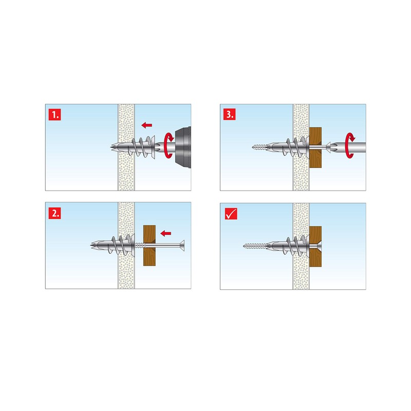 Tox Spiral Plasterboard Fixings, 32 mm, Pack of 50