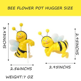 Pujipu 2-Piece Set Bees Pot Huggers for Planters, Climbing Bee Flower Pot Hugger, Hanging Plant Decorations for Pots, Cute Plant Pot Decorations for Home Garden Patio Fence Lawn Yard (Bee)