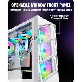 Segotep T3 White Mid-Tower ATX Gaming PC Case, Support Top & Side 360mm Radiators, GPU Snap-On Opening & Closing Front Panel, Type-C Ready, Tool-Free Disassemble (Pre-Install One ARGB & PWM Fan)
