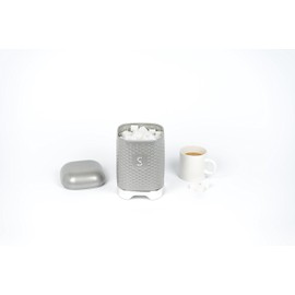 KitchenCraft Lovello Textured Sugar Canister with Geometric Hexagon Pattern, 11 x 11 x 19 cm (4.5" x 4.5" x 7.5") - Shadow Grey