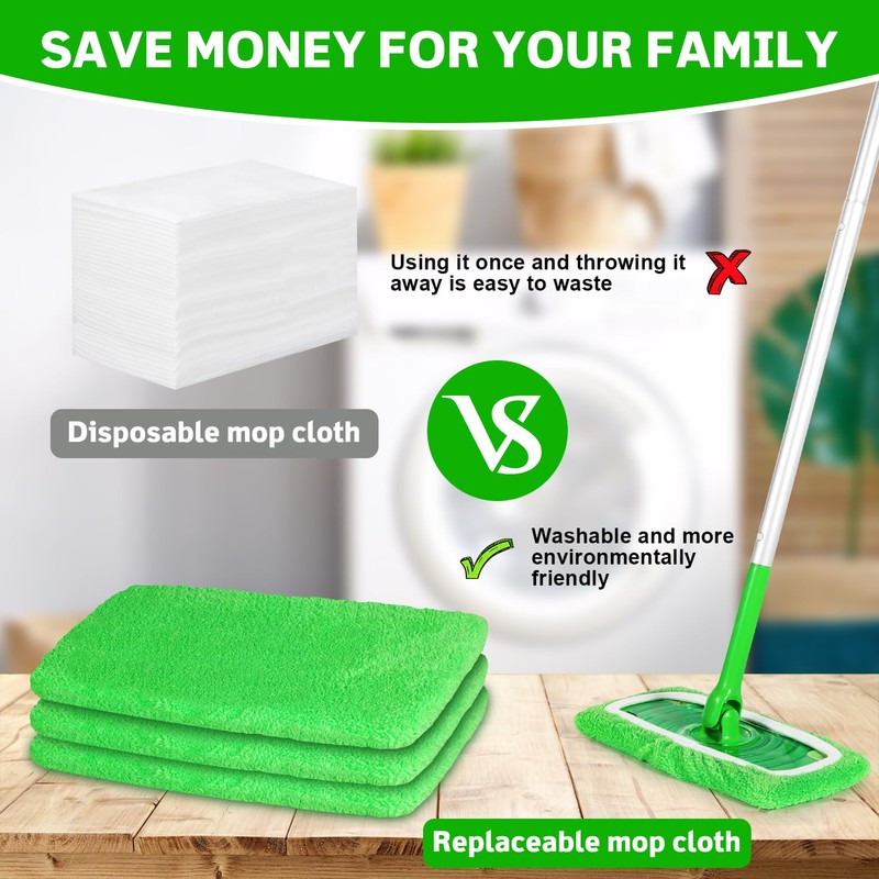 AmaVins 8-Pack Reusable Microfiber Mop Pads for 10-12" Mops