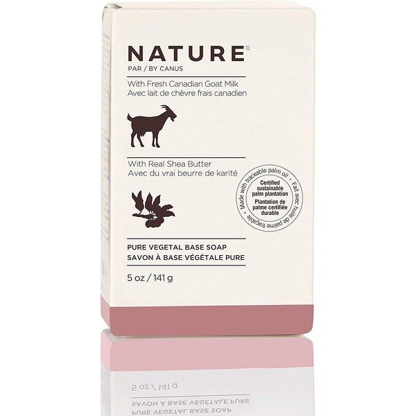 Nature By Canus Bar Soap, Shea Buttr, 5 Oz, With Fresh Canadian Goat Milk, Vitamin A, B3, Potassium, Zinc, and Selenium