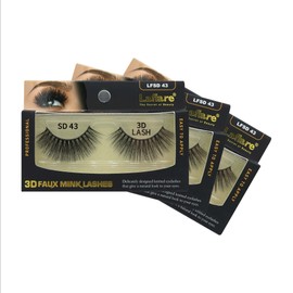 Laflare Silk Lashes 3D FAUX MINK Eyelashes, Light, Reusable, Handmade, Natural Looking, Professional Easy to Apply Eyelashes in a Knitted Style3-3 PACKS BUNDLE SPECIAL (3, SD43)