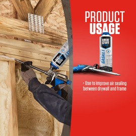GREAT STUFF PRO Flexible Drywall Gasket 18 oz, One Component, Water Based, Air Cured, Drywall Sealant with Great Stuff Gloves (Pack of 6)