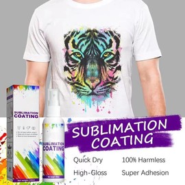 Sublimation Coating Spray, Sublimation Spray for Cotton Shirts, Polyester, T-shirts, Carton, Wood Canvas, Handbag, Quick Dry & Super Adhesion, High Gloss Sublimation Coating for All Fabric 2X100ML